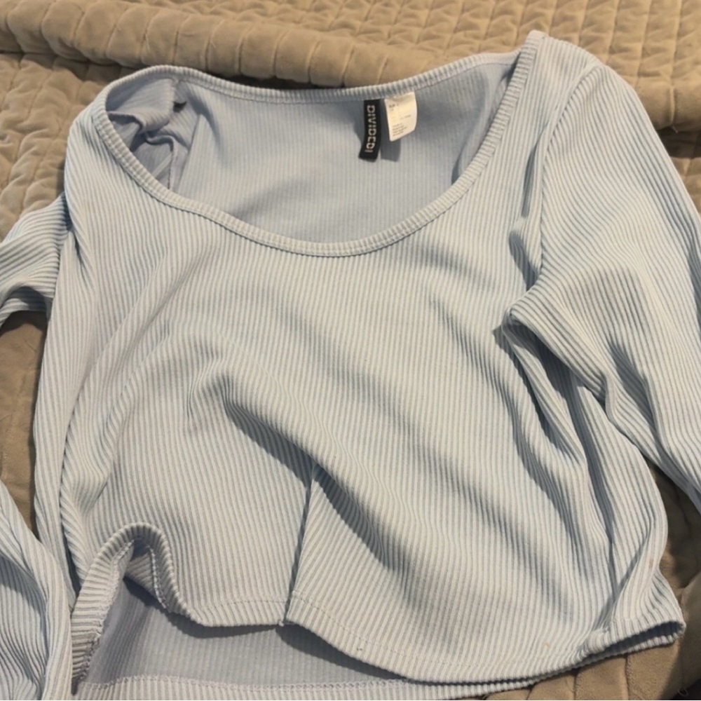 Light Blue Ribbed Women's Top
